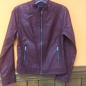 Me Jane faux leather burgundy blazer size M